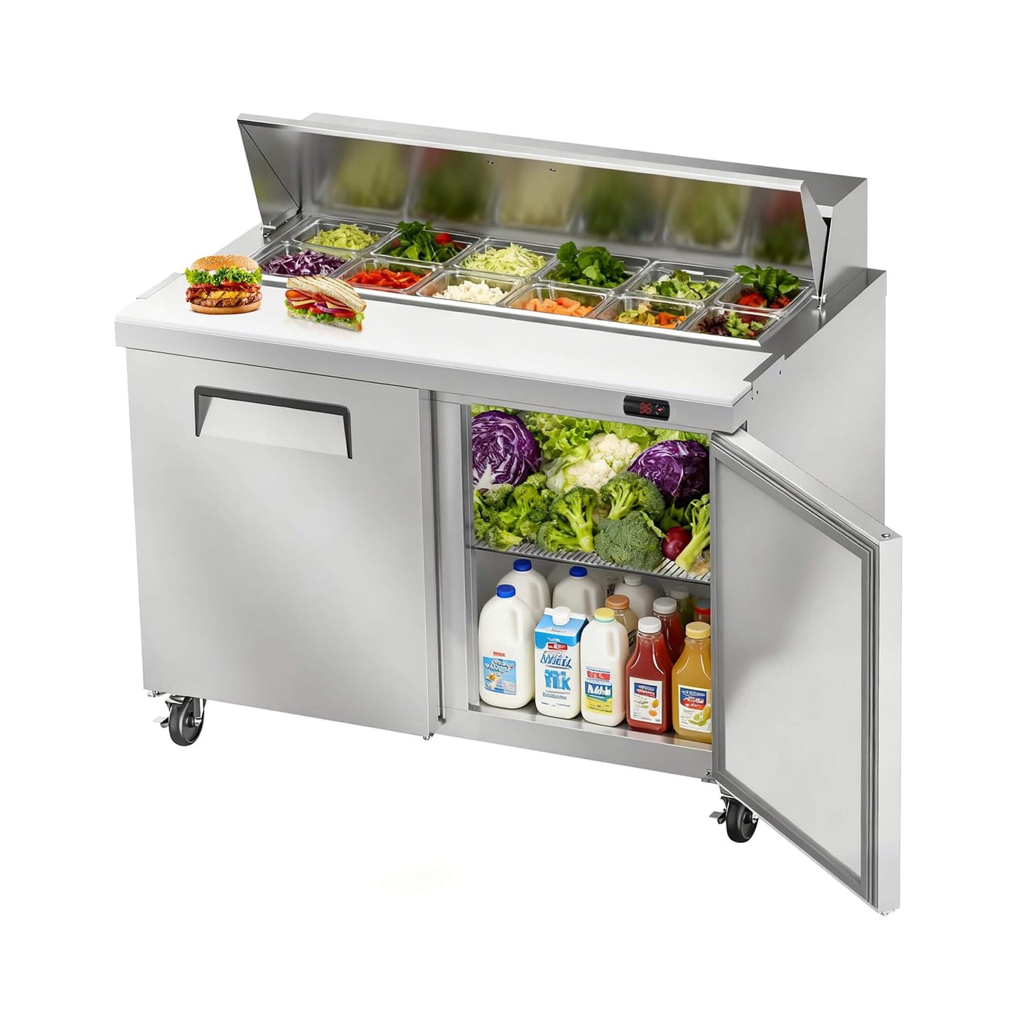 Commercial Stainless Steel Sandwich Prep Table Refrigerator (SAK19586)