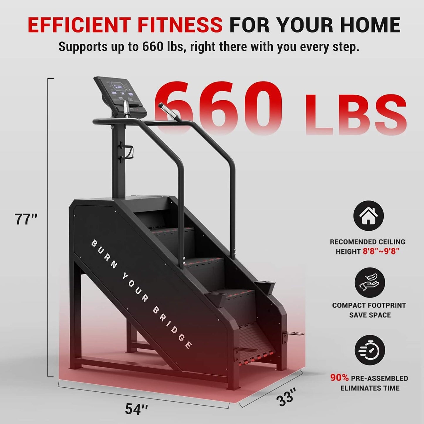 Rovix Commercial Stair Stepper With LED Display And 15 Resistance Levels (SAK91837)