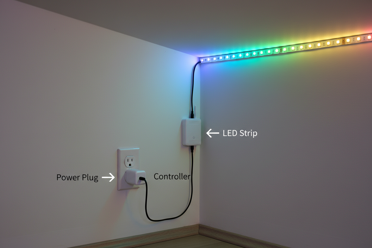 Color Changing Bluetooth Music Controller Light Strip for Ambient Lighting and Sound Sync