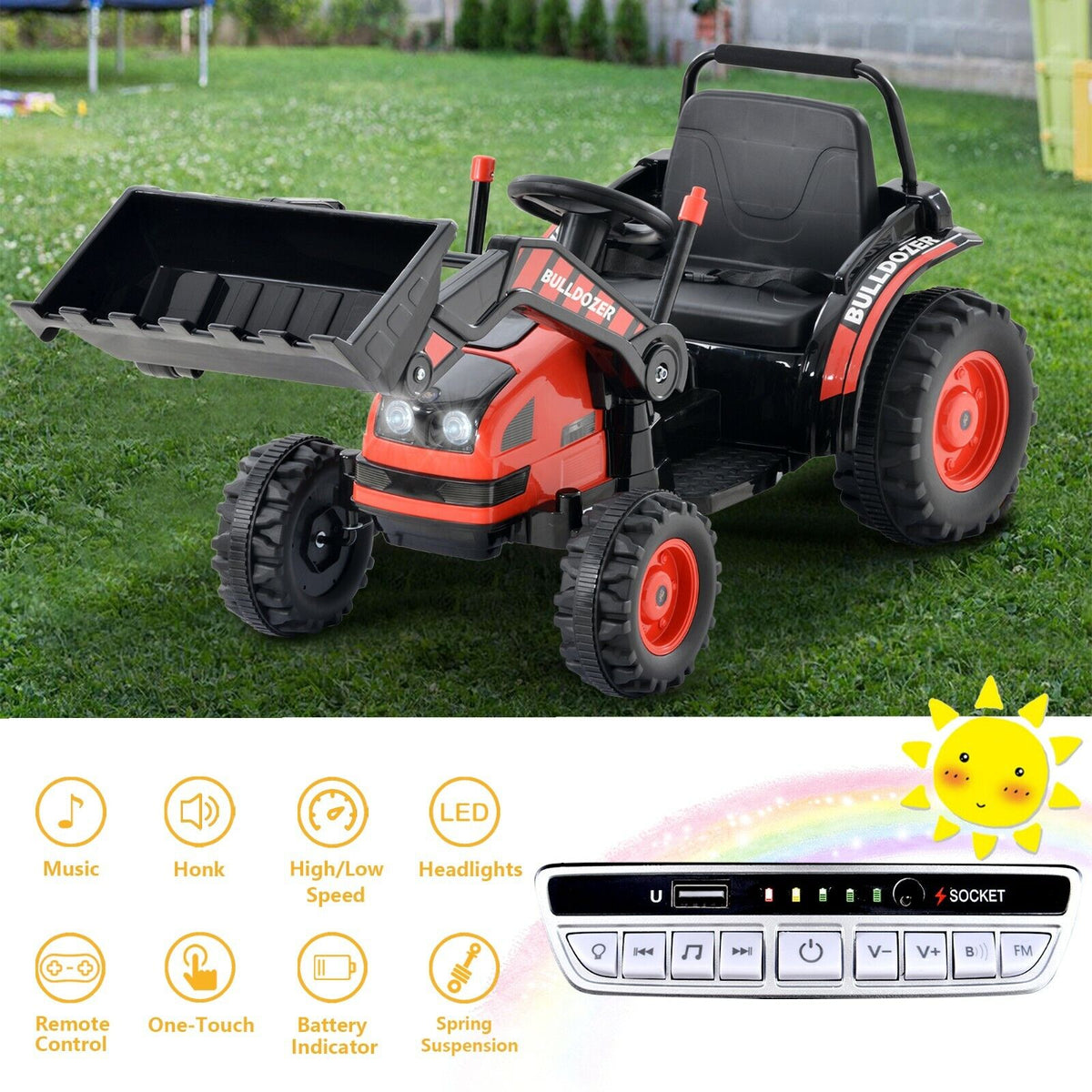 Construction Bulldozer Ride-On Toy for Toddlers - Fun and Durable Ride-On Car