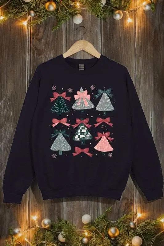 Coquette Christmas Tree Unisex Graphic Fleece Sweatshirt Holiday Wear