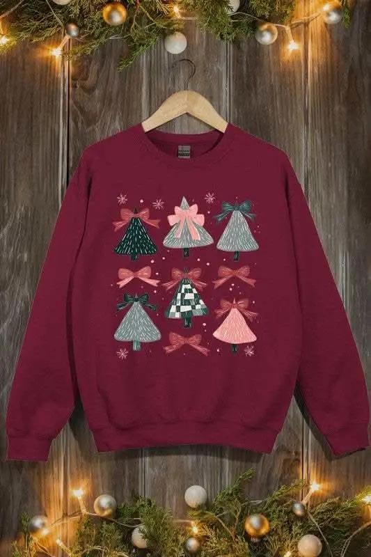 Coquette Christmas Tree Unisex Graphic Fleece Sweatshirt Holiday Wear