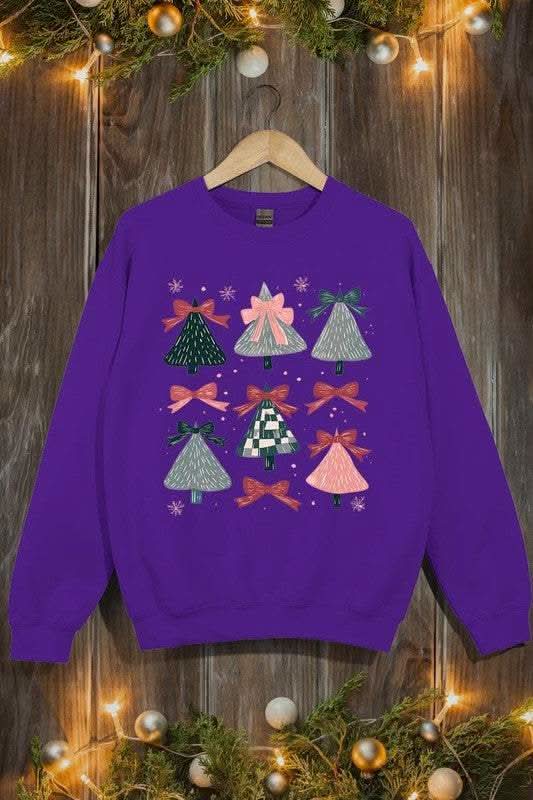 Coquette Christmas Tree Unisex Graphic Fleece Sweatshirt Holiday Wear
