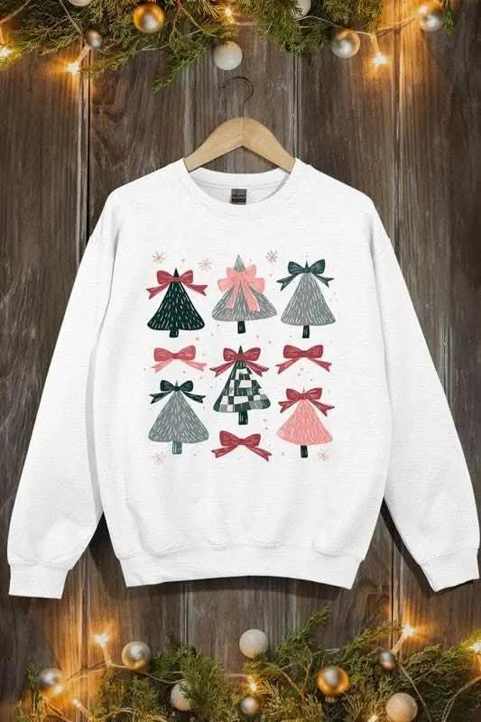 Coquette Christmas Tree Unisex Graphic Fleece Sweatshirt Holiday Wear