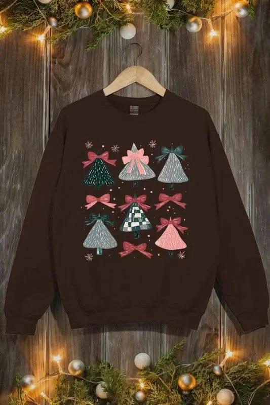 Coquette Christmas Tree Unisex Graphic Fleece Sweatshirt Holiday Wear