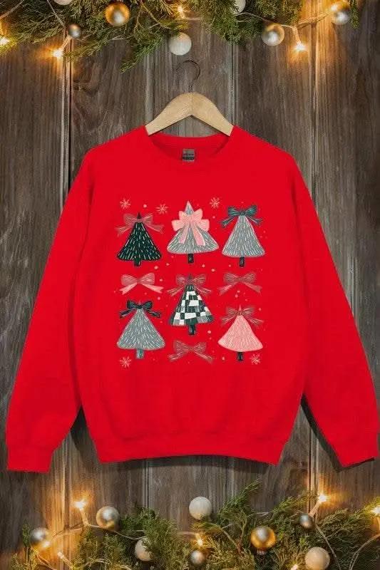 Coquette Christmas Tree Unisex Graphic Fleece Sweatshirt Holiday Wear