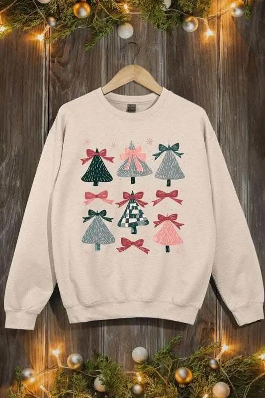 Coquette Christmas Tree Unisex Graphic Fleece Sweatshirt Holiday Wear