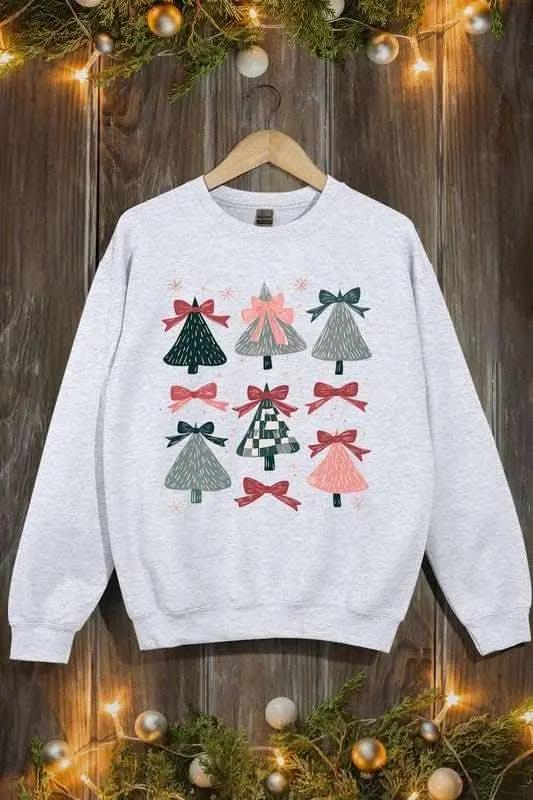 Coquette Christmas Tree Unisex Graphic Fleece Sweatshirt Holiday Wear