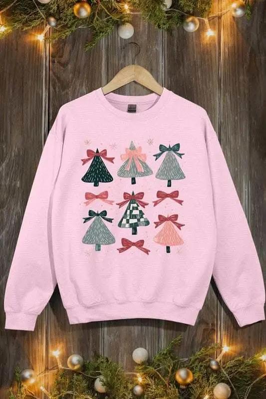Coquette Christmas Tree Unisex Graphic Fleece Sweatshirt Holiday Wear