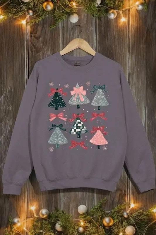 Coquette Christmas Tree Unisex Graphic Fleece Sweatshirt Holiday Wear