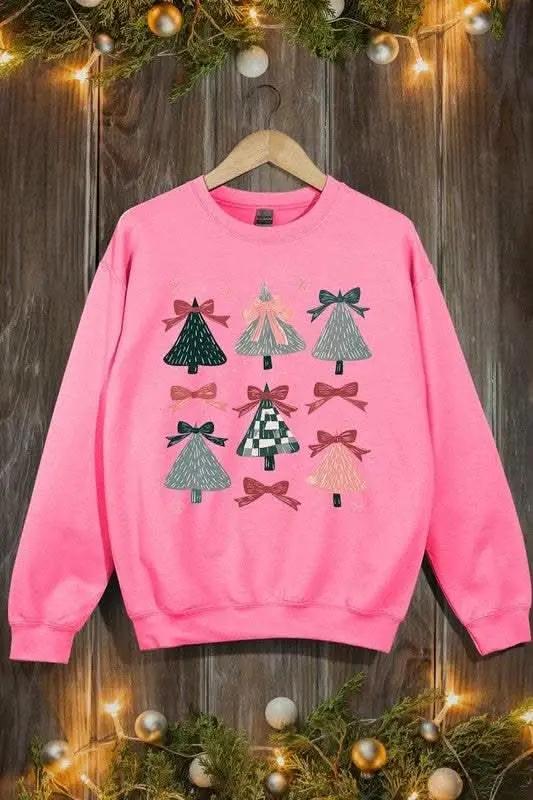 Coquette Christmas Tree Unisex Graphic Fleece Sweatshirt Holiday Wear