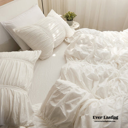 Coquette Ruffle Ribbon Ties Duvet Cover / Pink