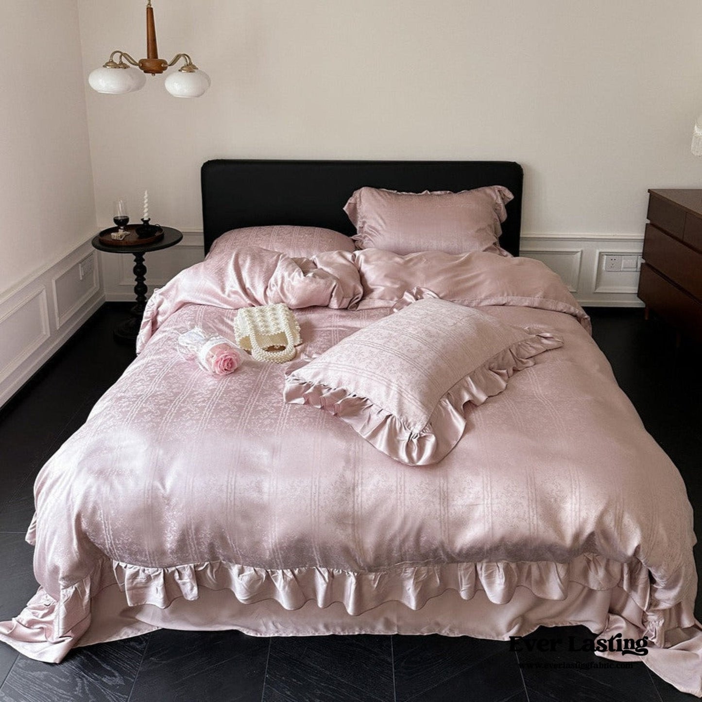 Coquette Tencel Silky Ruffle Bedding Set / White