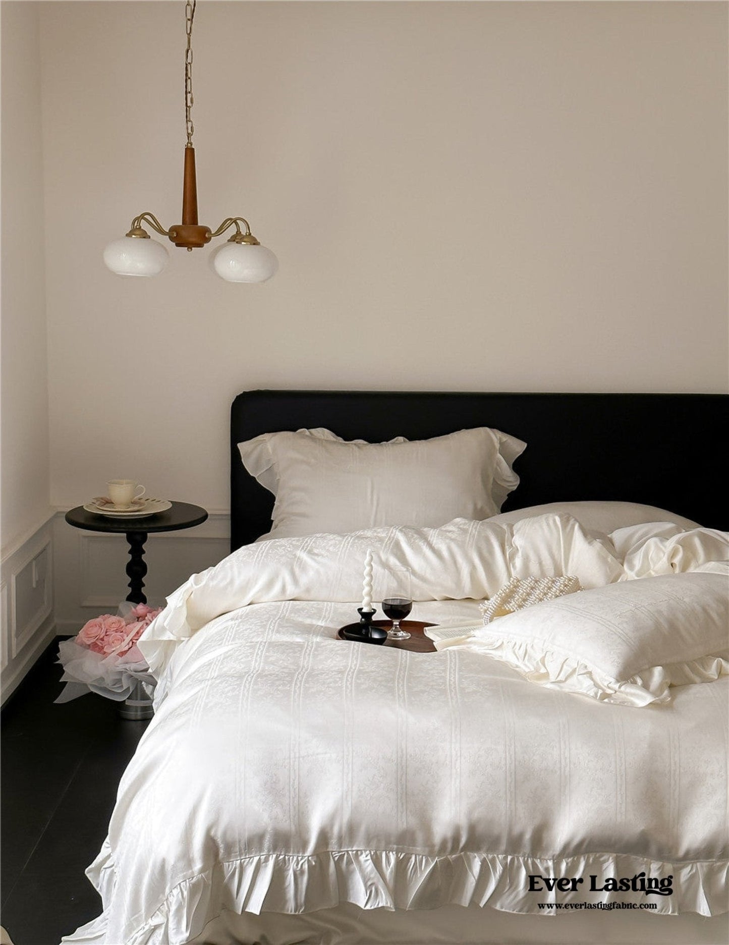 Coquette Tencel Silky Ruffle Bedding Set / White