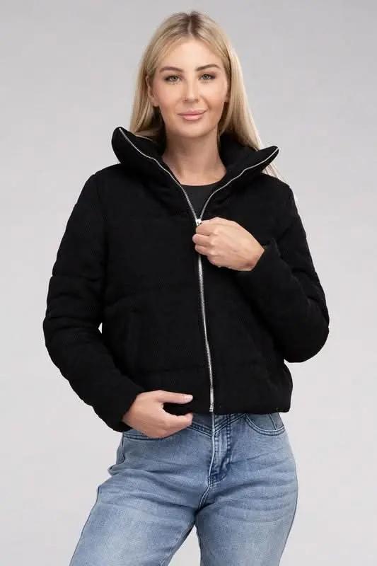 Ambiance Apparel Corduroy Zip-Up Jacket for Women
