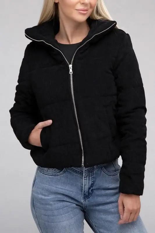 Ambiance Apparel Corduroy Zip-Up Jacket for Women