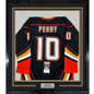 Framed Autographed/Signed Corey Perry 35x39 Anaheim Black Hockey Jersey JSA COA