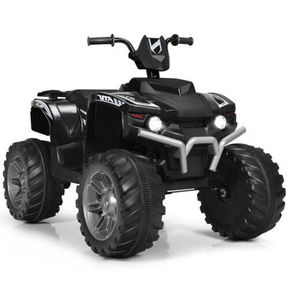 Costway 12V Kids ATV Quad Ride On Car with LED Light & Music - Black