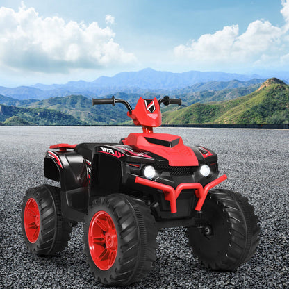 Costway 12V Kids ATV Quad Ride On Car with LED Light & Music in Red