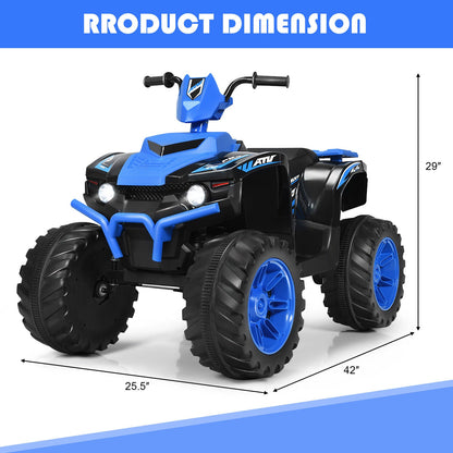 Costway 12V Kids ATV Quad Ride On Car with LED Light & Music - Navy