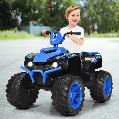 Costway 12V Kids ATV Quad Ride On Car with LED Light & Music - Navy