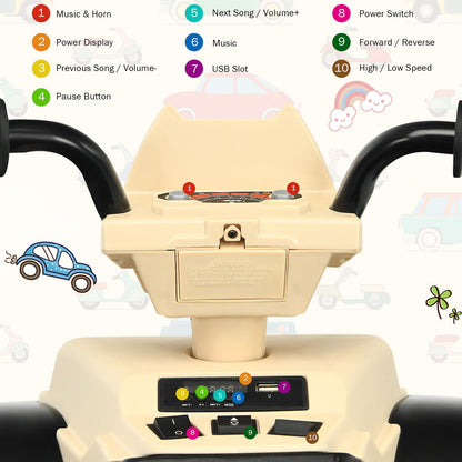 Costway 12V Kids ATV Quad Ride On Car with LED Light & Music - Yellow