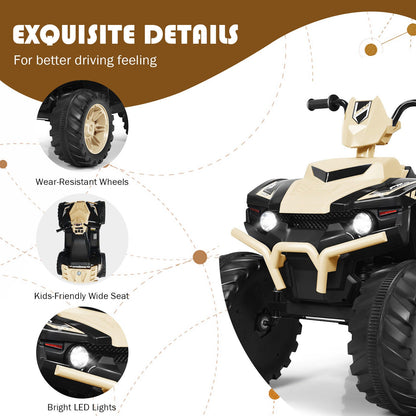 Costway 12V Kids ATV Quad Ride On Car with LED Light & Music - Yellow