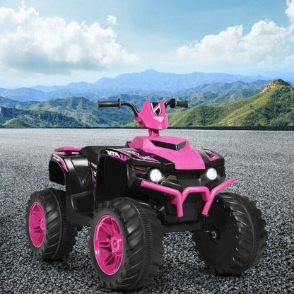 Costway 12V Kids Electric ATV Quad Ride On Car with LED Light and Music in Pink