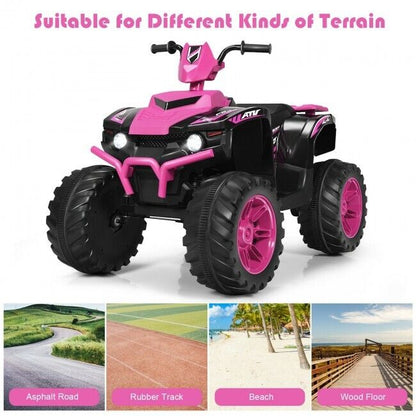 Costway 12V Kids Electric ATV Quad Ride On Car with LED Light and Music in Pink