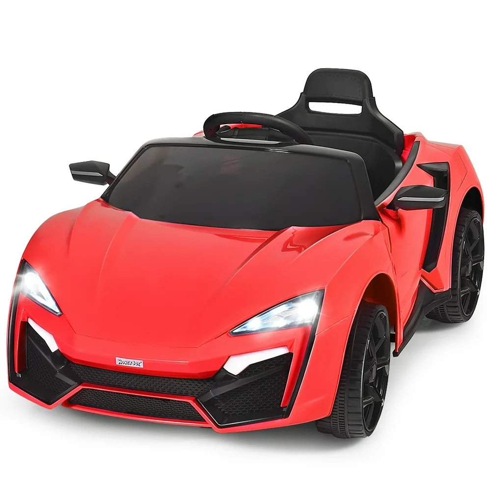 Costway 12V Kids Ride-On Car with Remote Control, Lights, MP3 Player, and Openable Doors