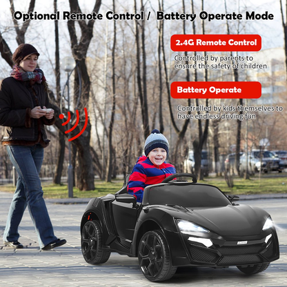 Costway 12V Kids Ride-On Car with Remote Control, Lights, MP3 Player, and Openable Doors