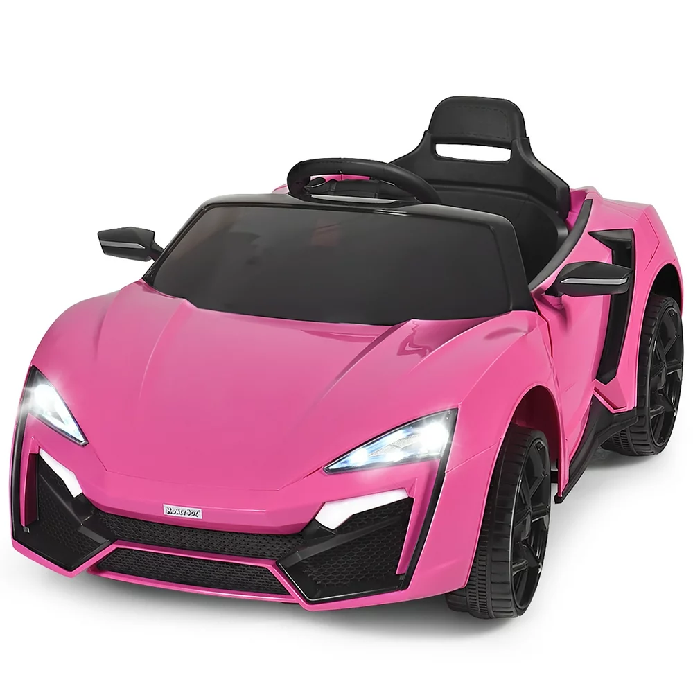 Costway 12V Kids Ride-On Car with Remote Control, Lights, MP3 Player, and Openable Doors