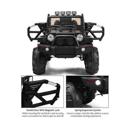 Costway 12V Kids Ride On Truck Car with Remote Control, MP3 Music, and LED Lights in Black