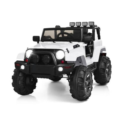 Costway 12V Kids Ride On Truck Car with Remote Control, MP3 Music, and LED Lights in White