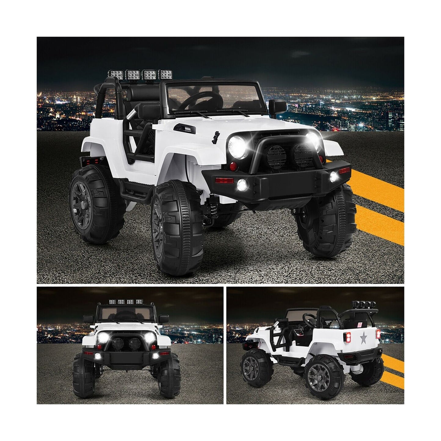 Costway 12V Kids Ride On Truck Car with Remote Control, MP3 Music, and LED Lights in White