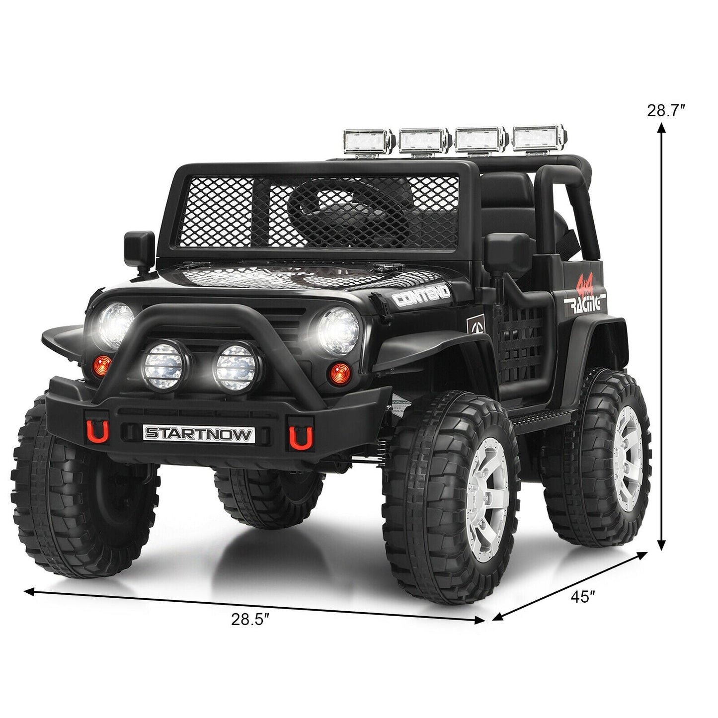 Costway 12V Kids Ride On Truck with Remote Control, Lights, and Music - Black