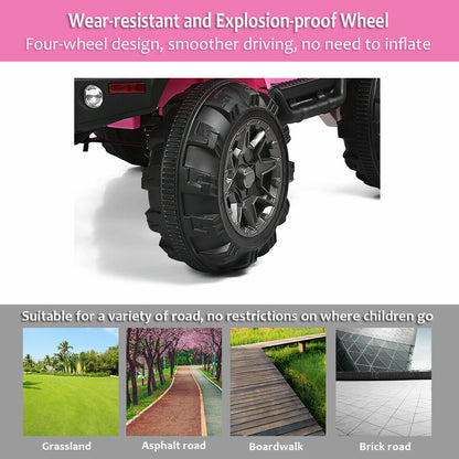 Costway 12V Kids Truck Car with Remote Control, MP3 Music, and LED Lights - Pink Gift Toy