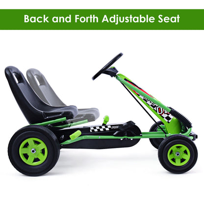 Costway 4-Wheel Pedal Go Kart for Kids with Adjustable Seat - Green