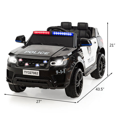 Costway Kids 12V Electric Ride-On Car with Remote Control and Lights/Sounds in Black