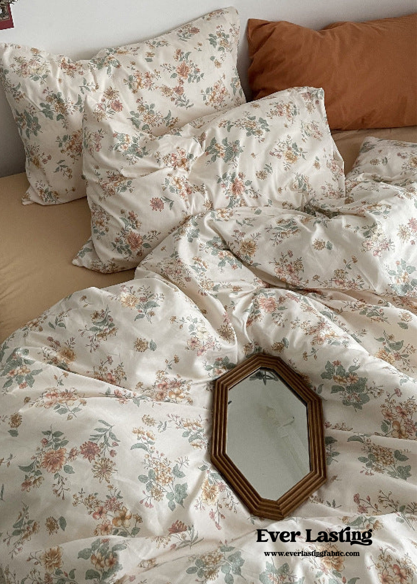 Cottage Floral Bedding Set / Orange Beige