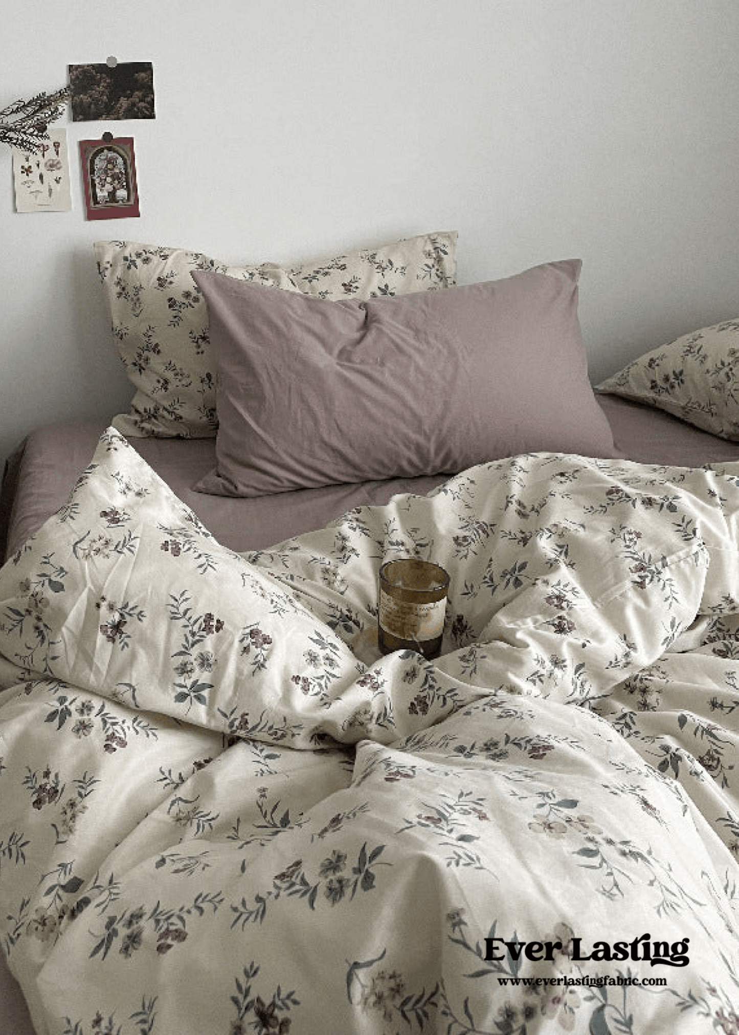 Cottage Floral Bedding Set / Lilac Purple
