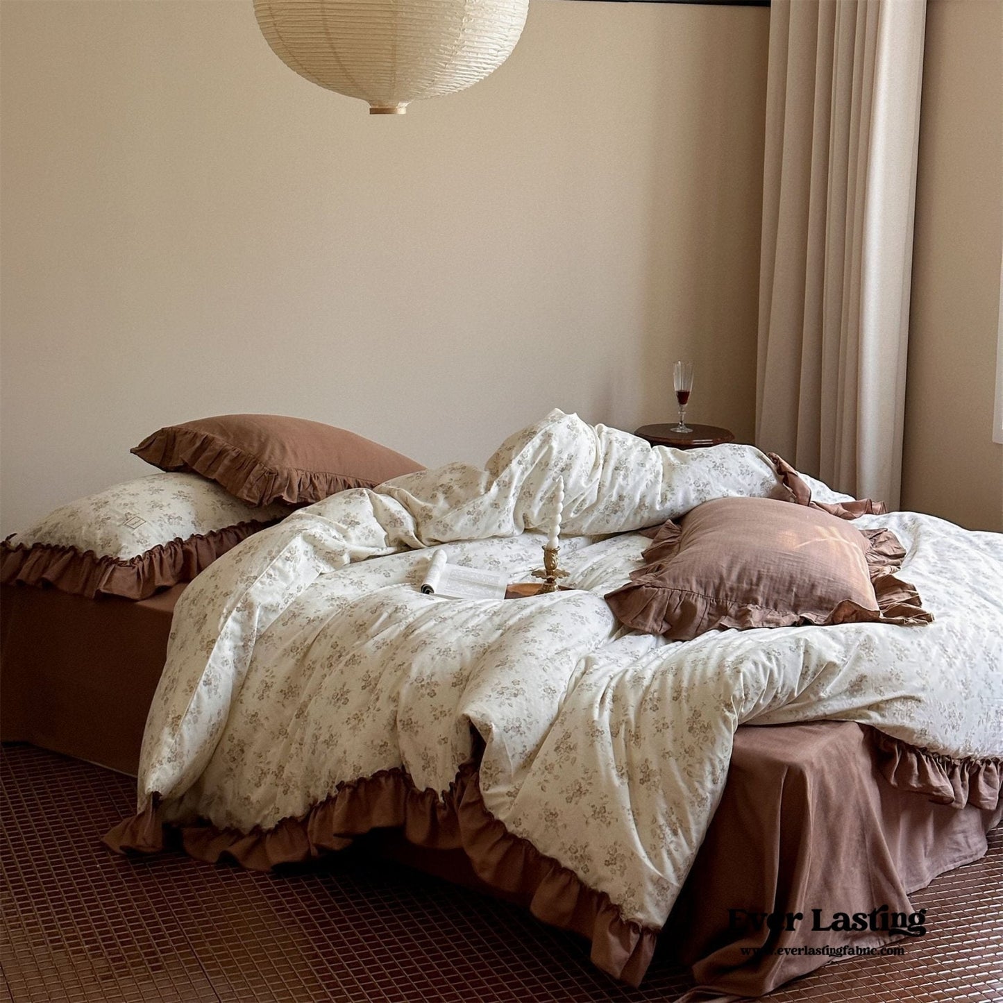 Cottage Inspired Ruffle Bedding Set / Ash Blue
