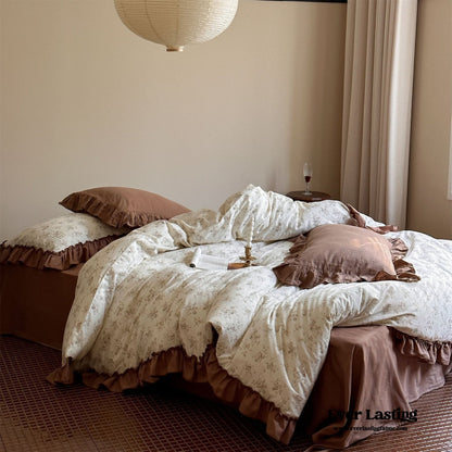 Cottage Inspired Ruffle Bedding Set / Ash Blue