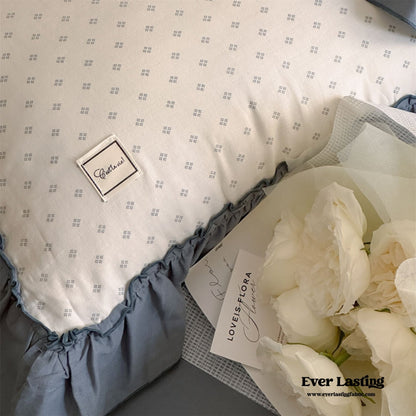 Cottage Inspired Ruffle Bedding Set / Ash Blue