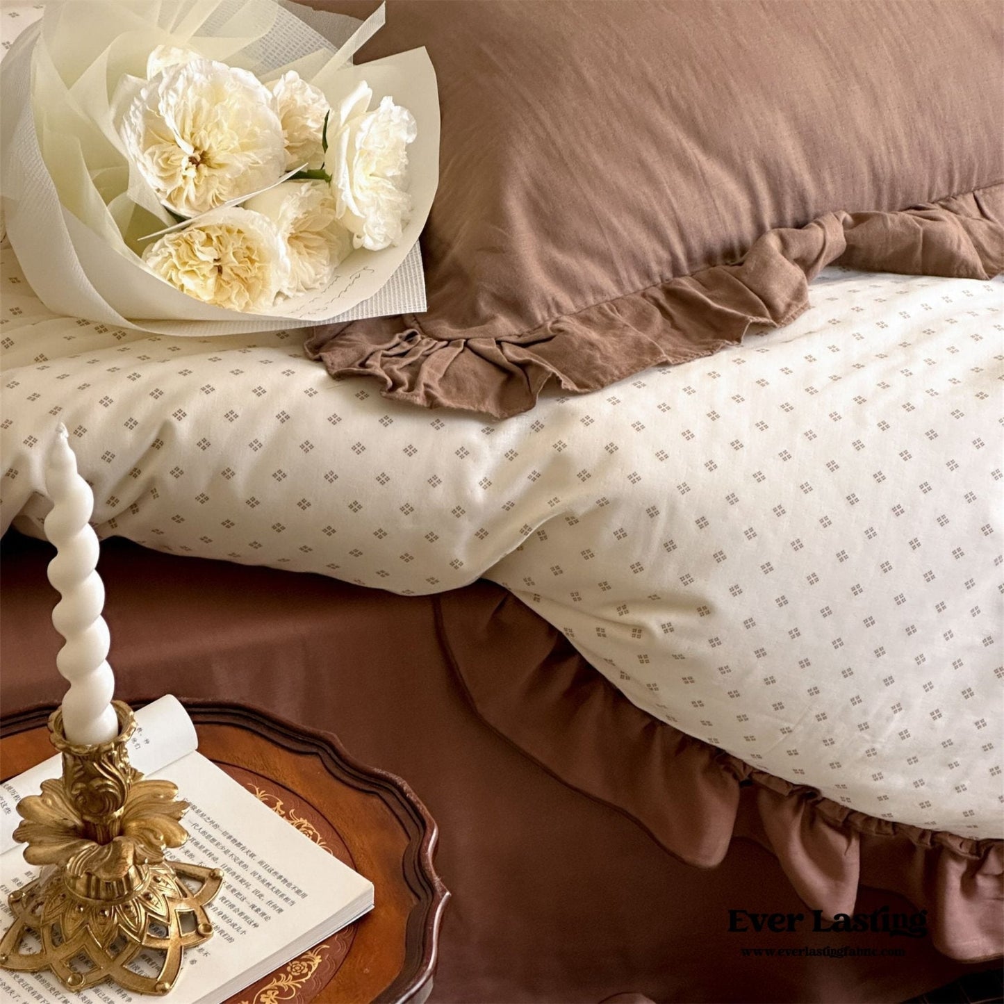 Cottage Inspired Ruffle Bedding Set / Ash Blue