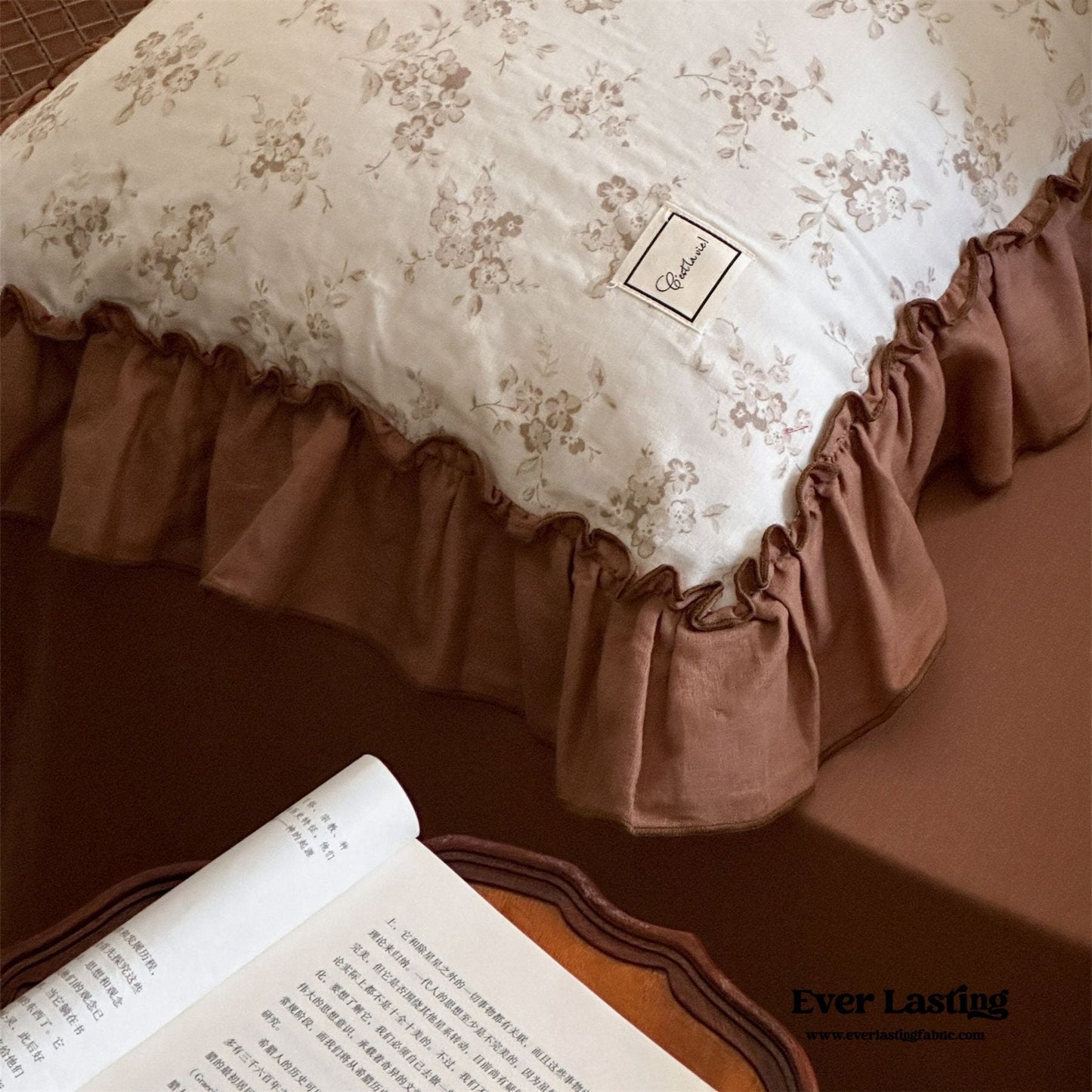 Cottage Inspired Ruffle Bedding Set / Ash Blue
