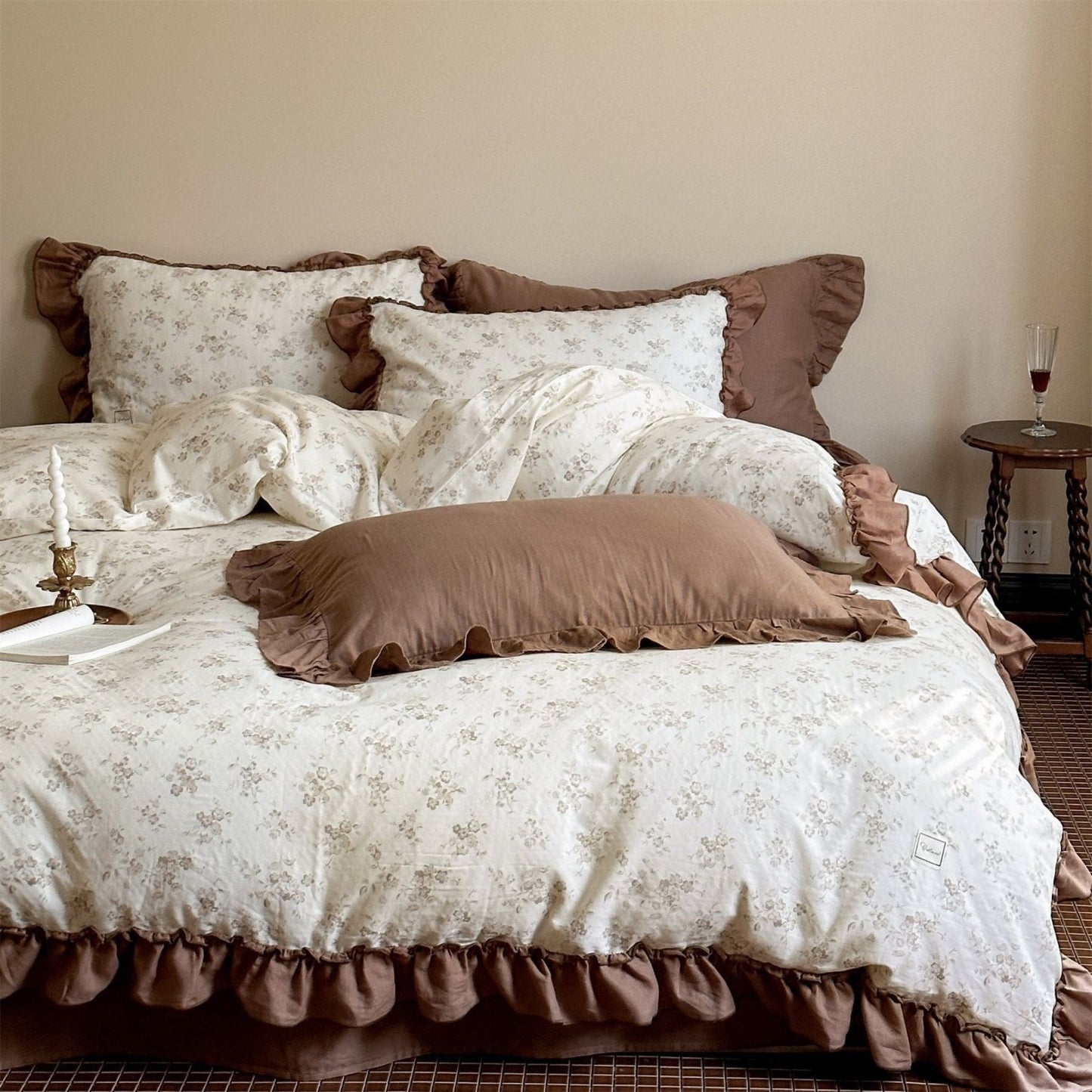 Cottage Inspired Ruffle Bedding Set / Ash Blue