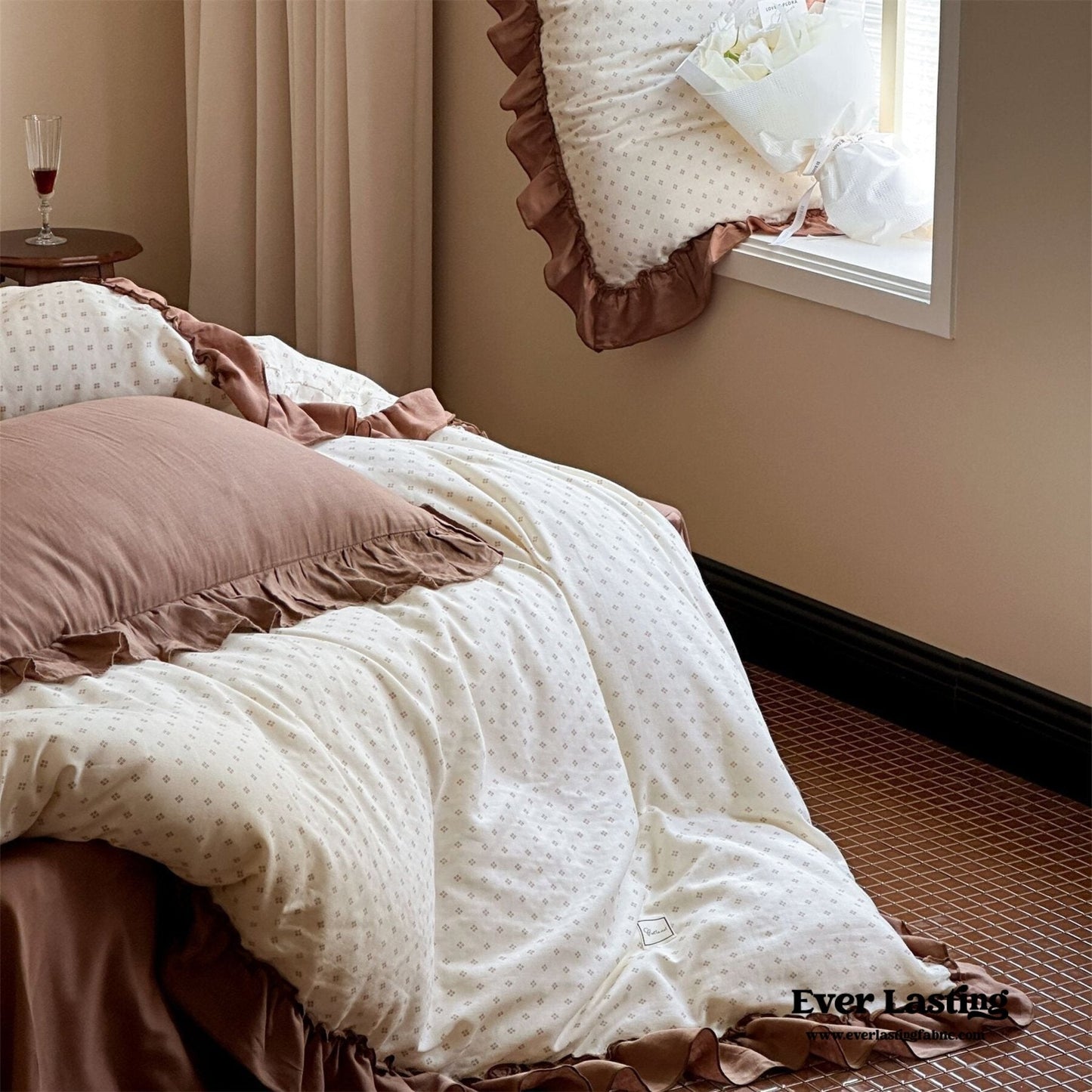 Cottage Inspired Ruffle Bedding Set / Soft Blue
