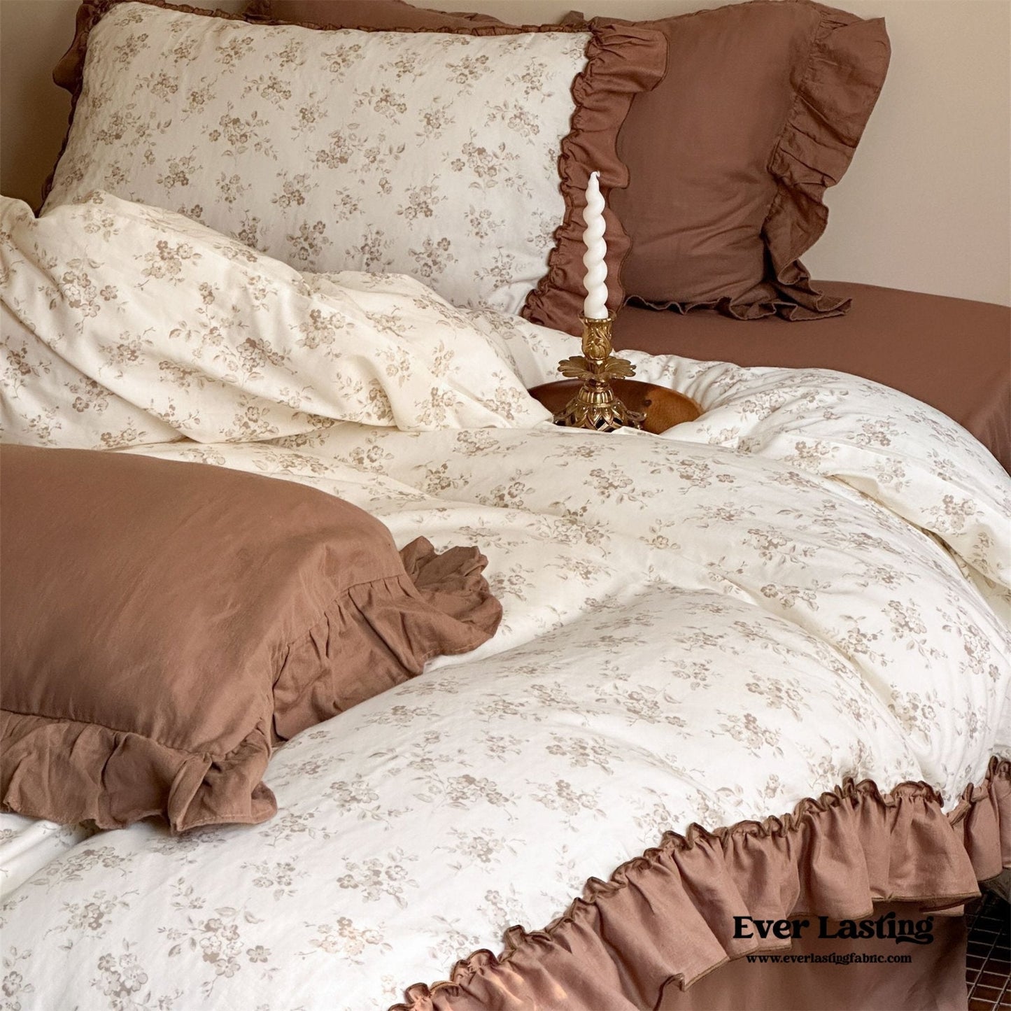 Cottage Inspired Ruffle Bedding Set / Soft Blue