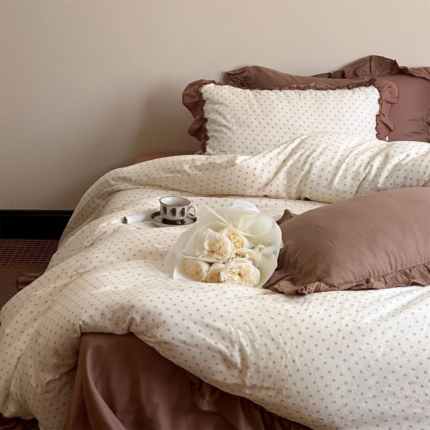 Cottage Inspired Ruffle Bedding Set / Soft Blue